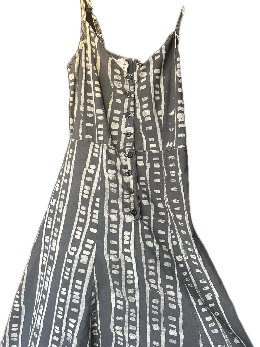 Used Osei Duro Button-Front Black w White Patterned Mini Dress